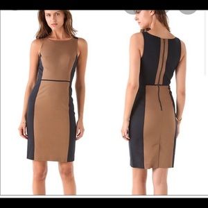 Club monaco size 6 brown black panel sheath dress